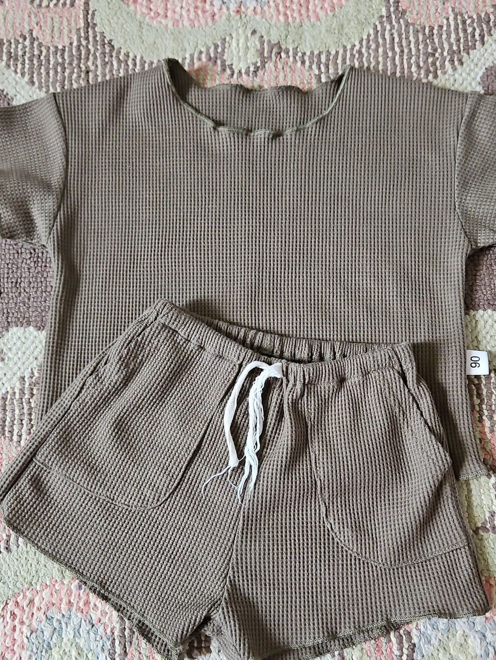 Cozy Waffle Knit Lounge Set in Olive